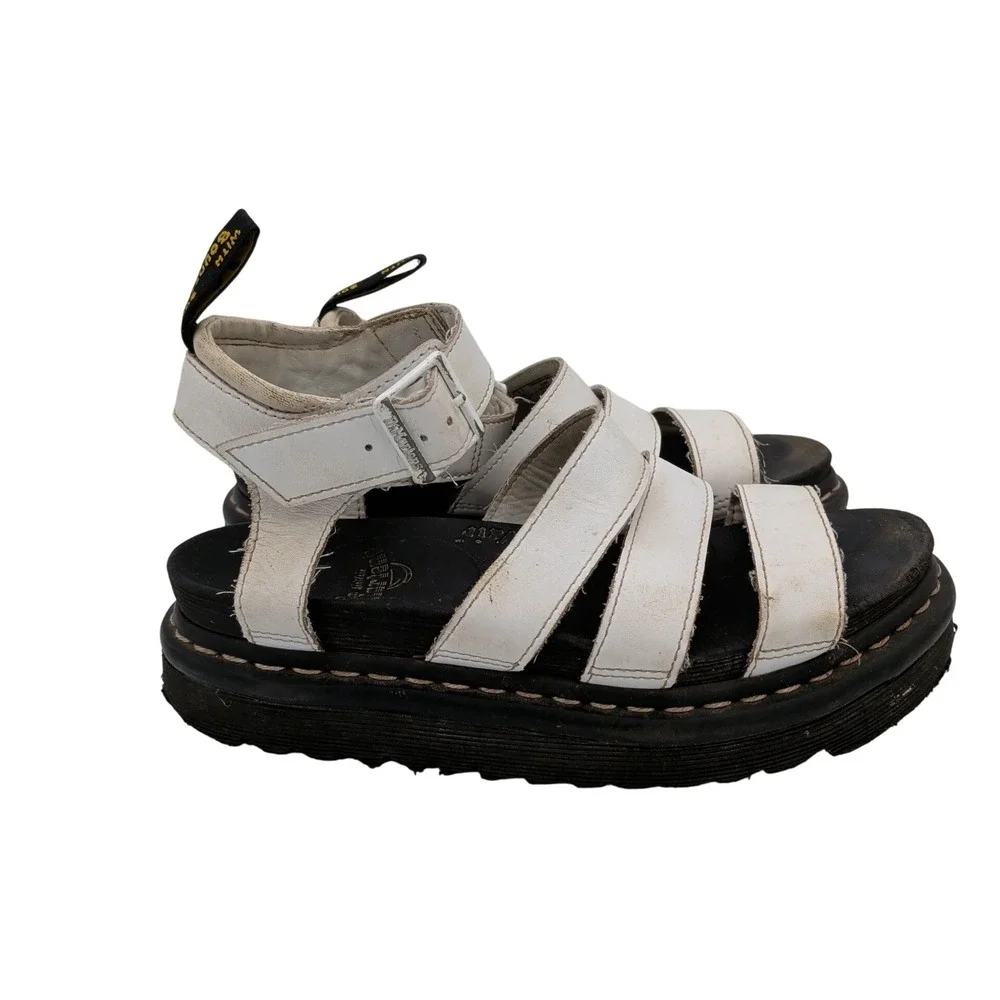 Dr. Martens Blaire White Leather Gladiator Platform Sandals Womens 7 AW004